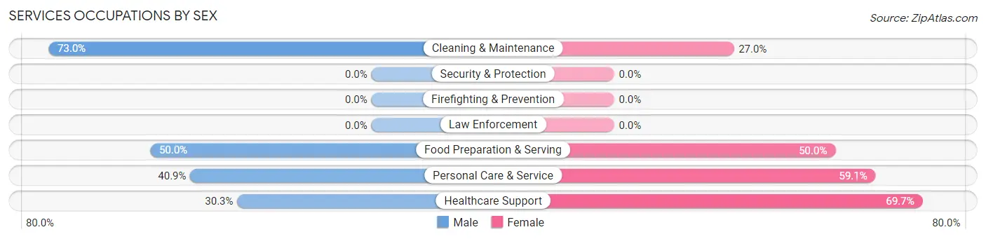 Services Occupations by Sex in Zip Code 51055