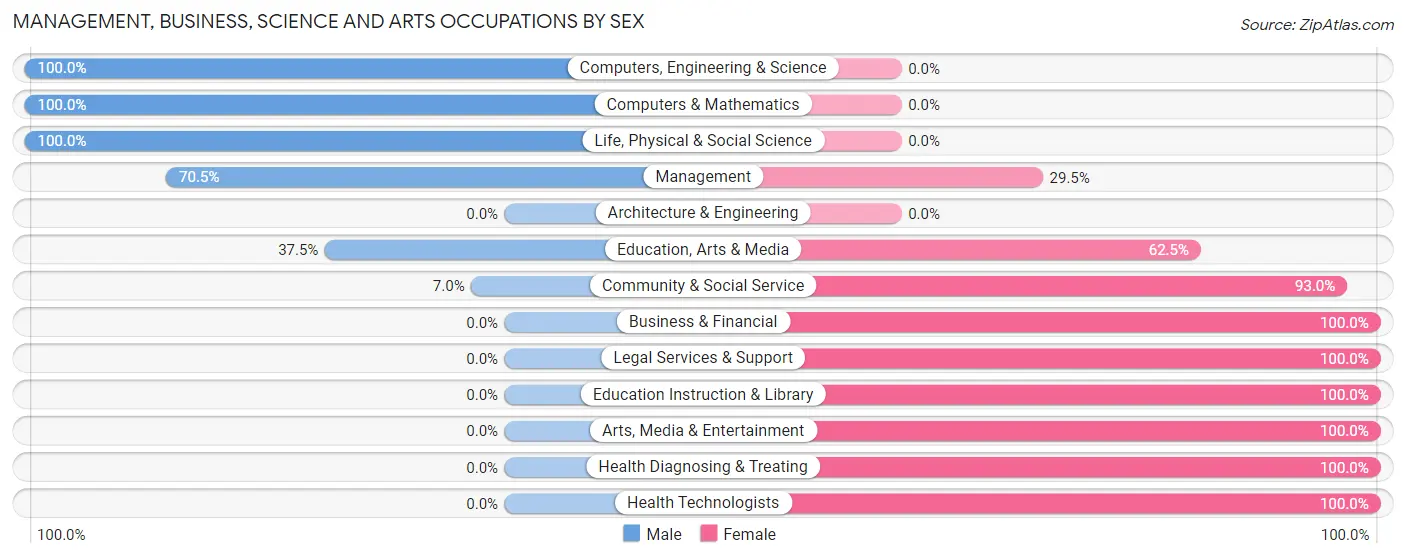 Management, Business, Science and Arts Occupations by Sex in Zip Code 51058