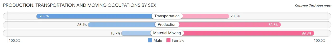 Production, Transportation and Moving Occupations by Sex in Zip Code 51060