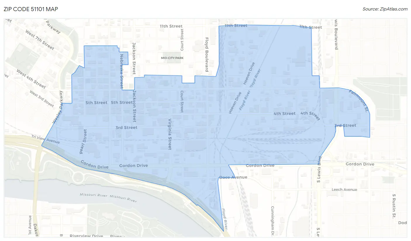 Zip Code 51101 Map