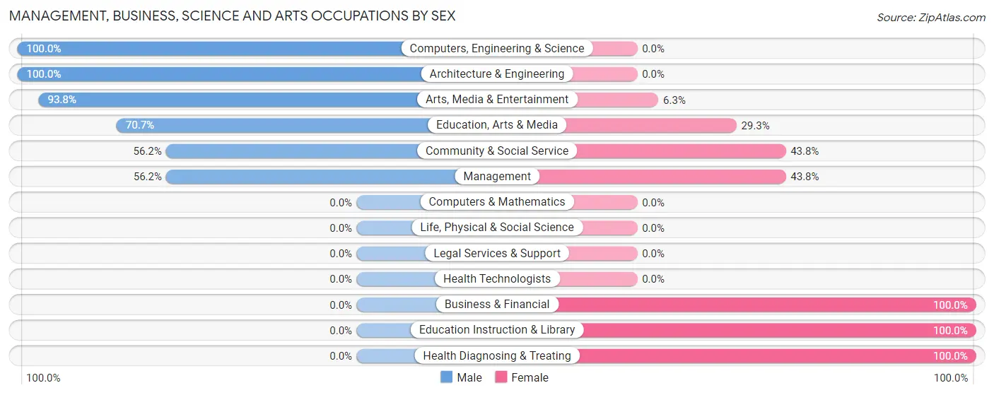 Management, Business, Science and Arts Occupations by Sex in Zip Code 51105
