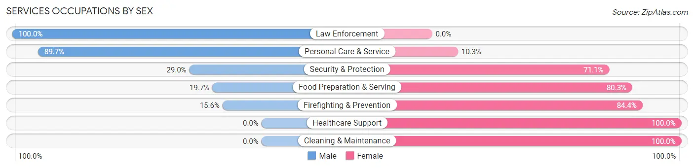 Services Occupations by Sex in Zip Code 51108