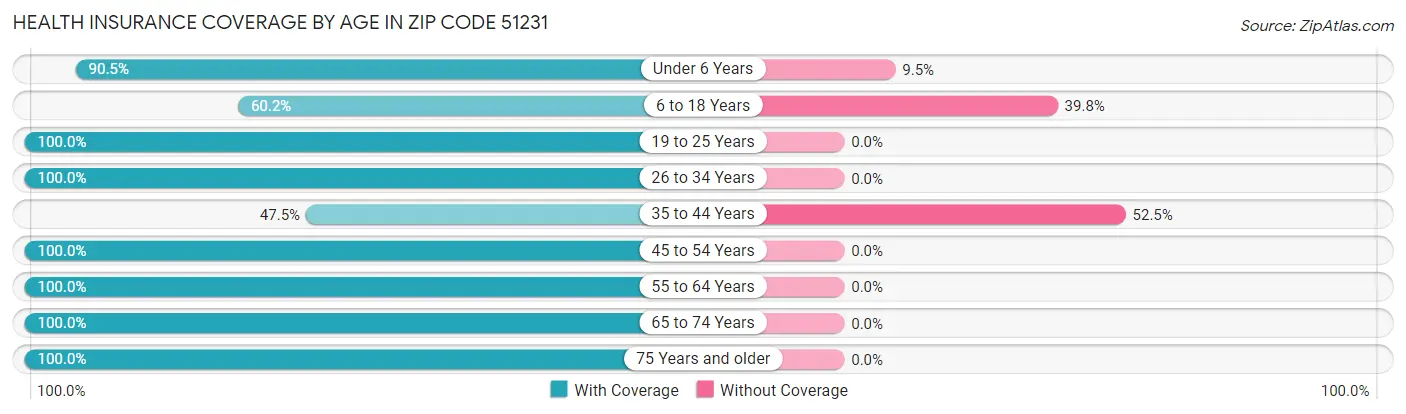 Health Insurance Coverage by Age in Zip Code 51231