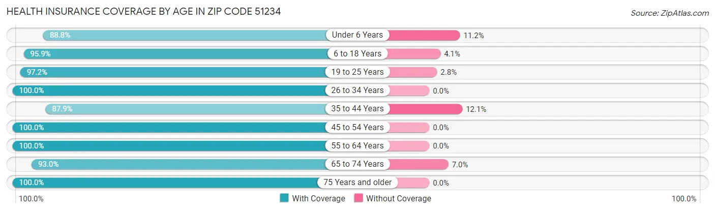 Health Insurance Coverage by Age in Zip Code 51234