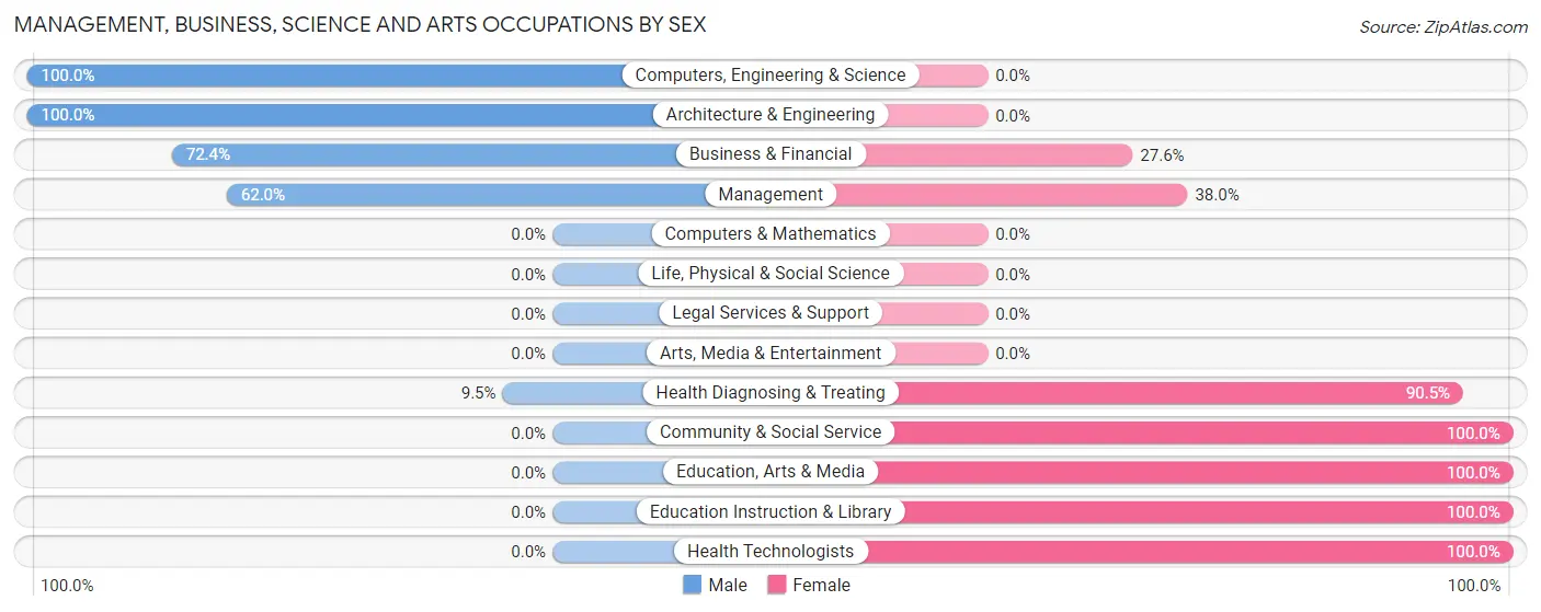 Management, Business, Science and Arts Occupations by Sex in Zip Code 51238