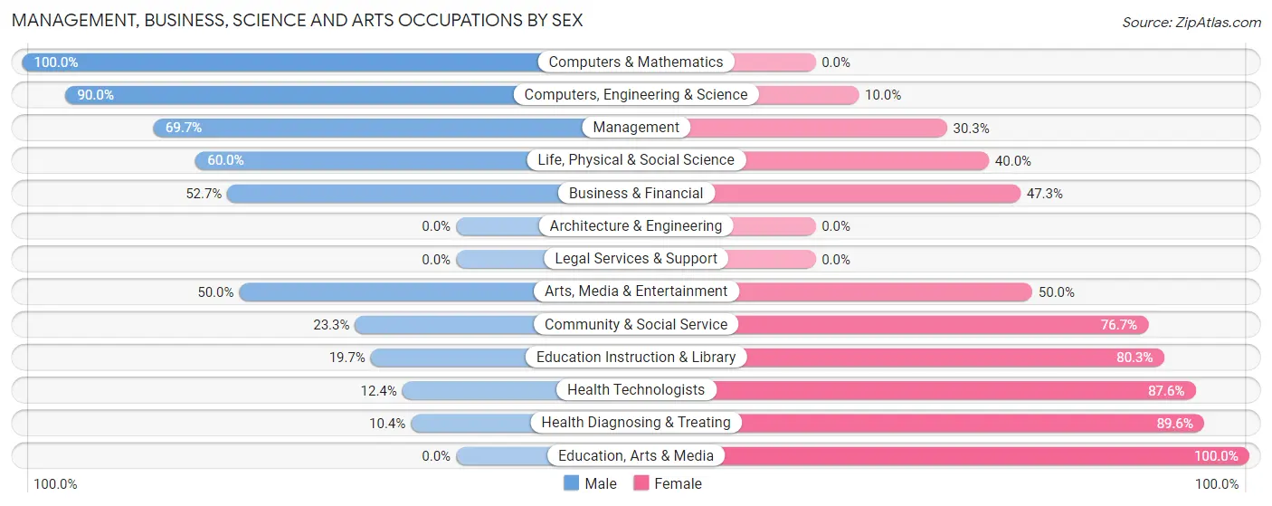 Management, Business, Science and Arts Occupations by Sex in Zip Code 51241