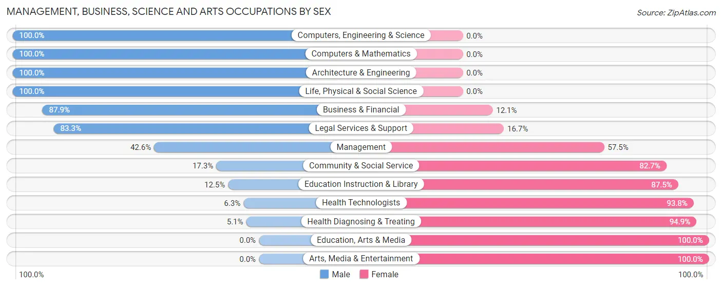 Management, Business, Science and Arts Occupations by Sex in Zip Code 51245