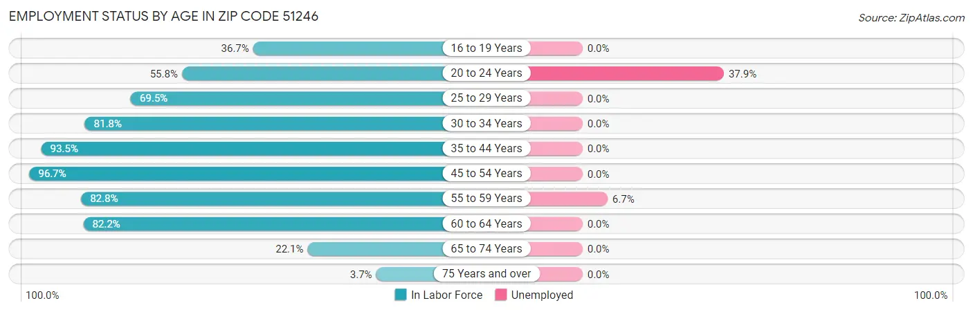 Employment Status by Age in Zip Code 51246