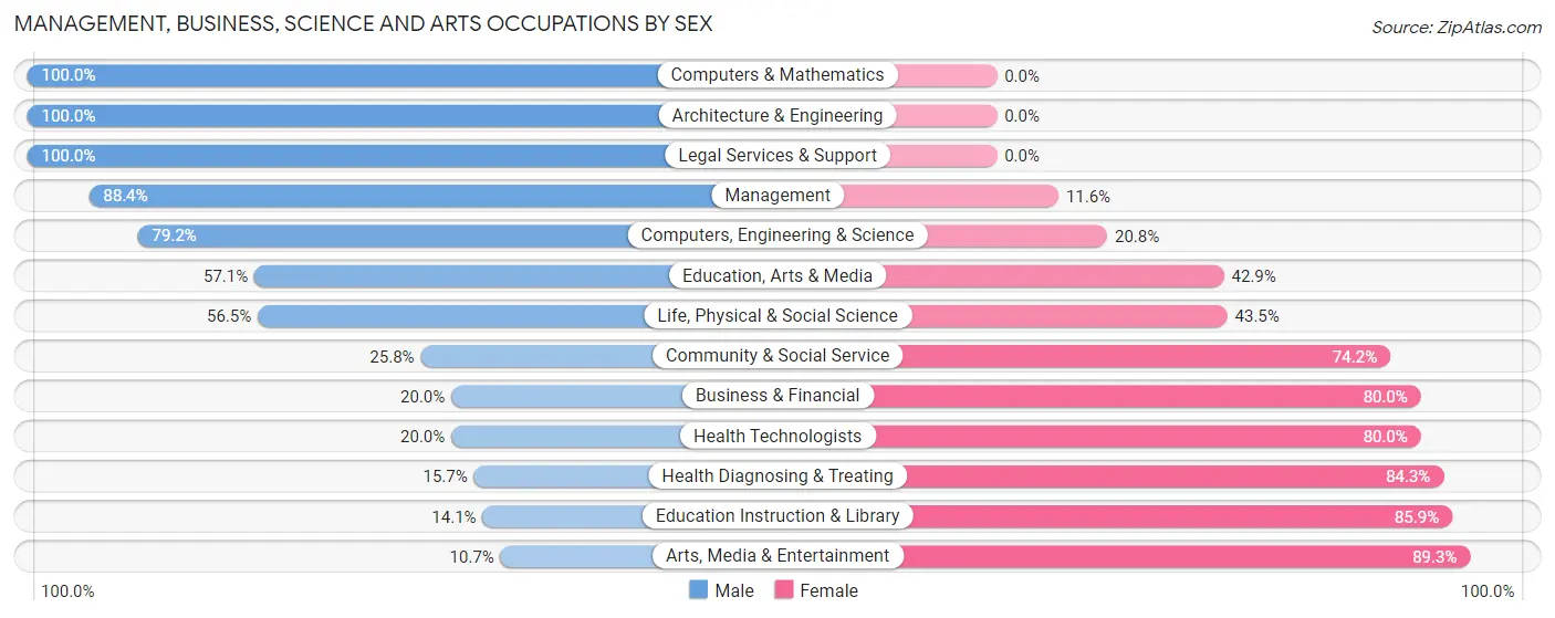 Management, Business, Science and Arts Occupations by Sex in Zip Code 51249