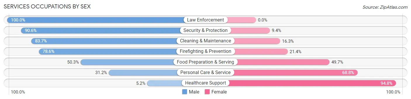 Services Occupations by Sex in Zip Code 51250