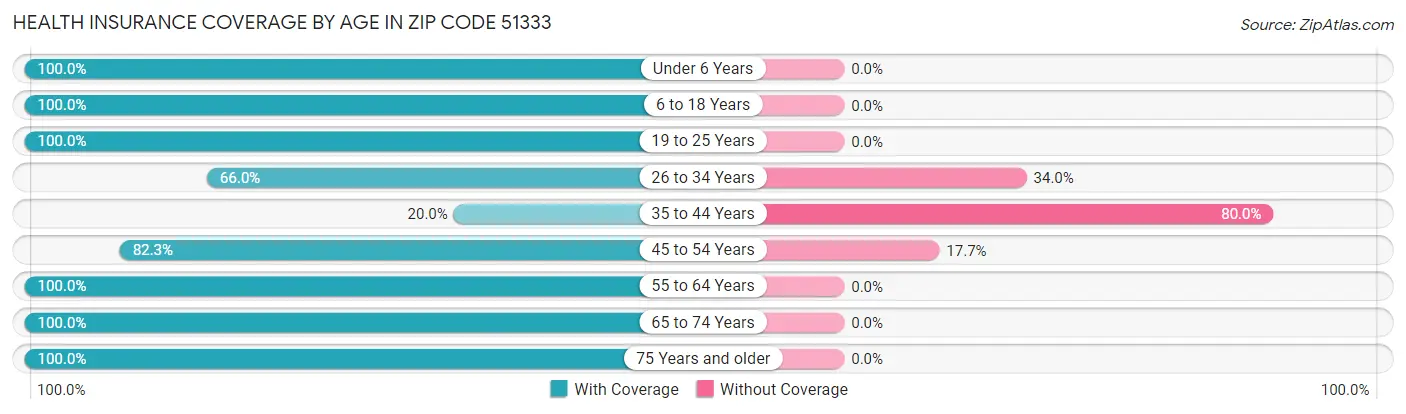 Health Insurance Coverage by Age in Zip Code 51333