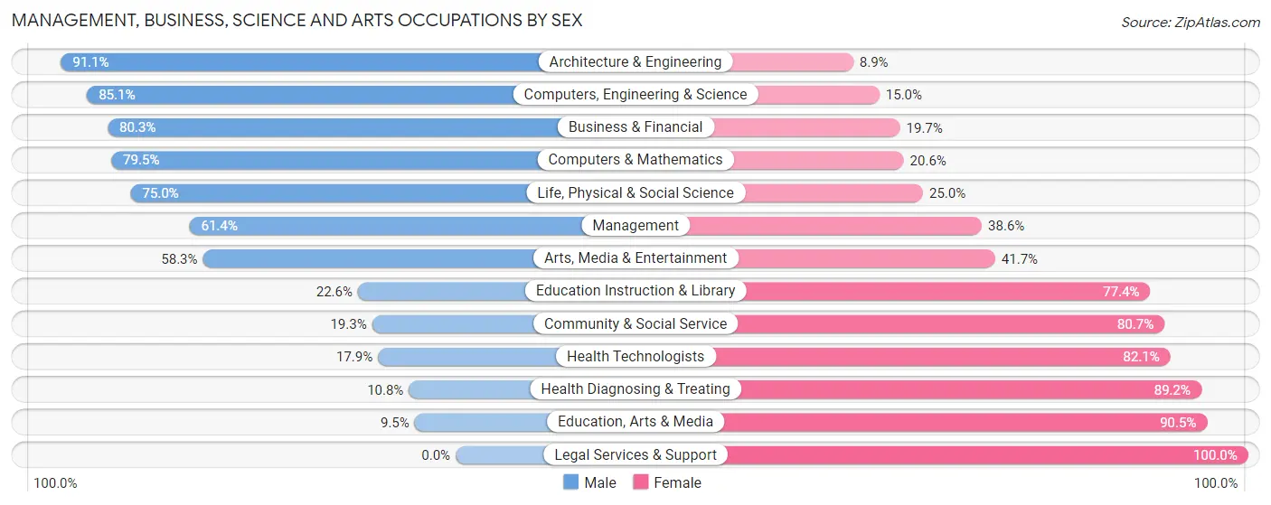 Management, Business, Science and Arts Occupations by Sex in Zip Code 51334
