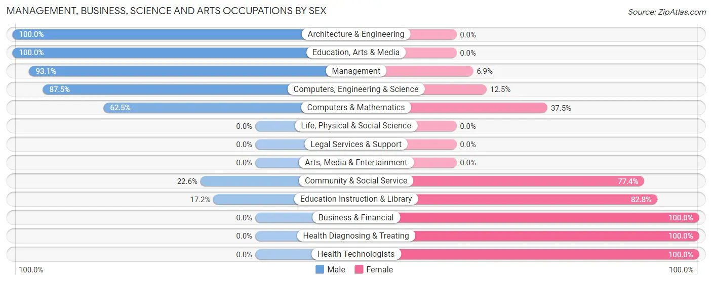 Management, Business, Science and Arts Occupations by Sex in Zip Code 51338