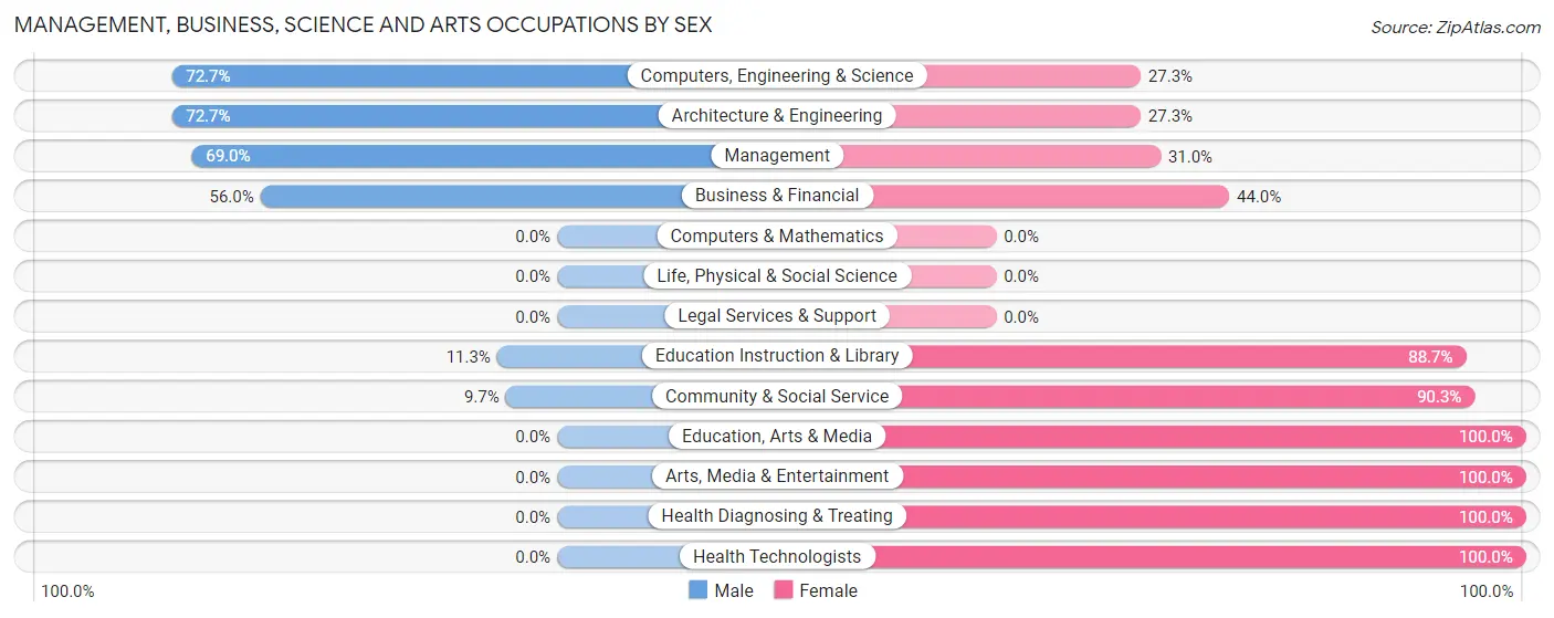 Management, Business, Science and Arts Occupations by Sex in Zip Code 51347