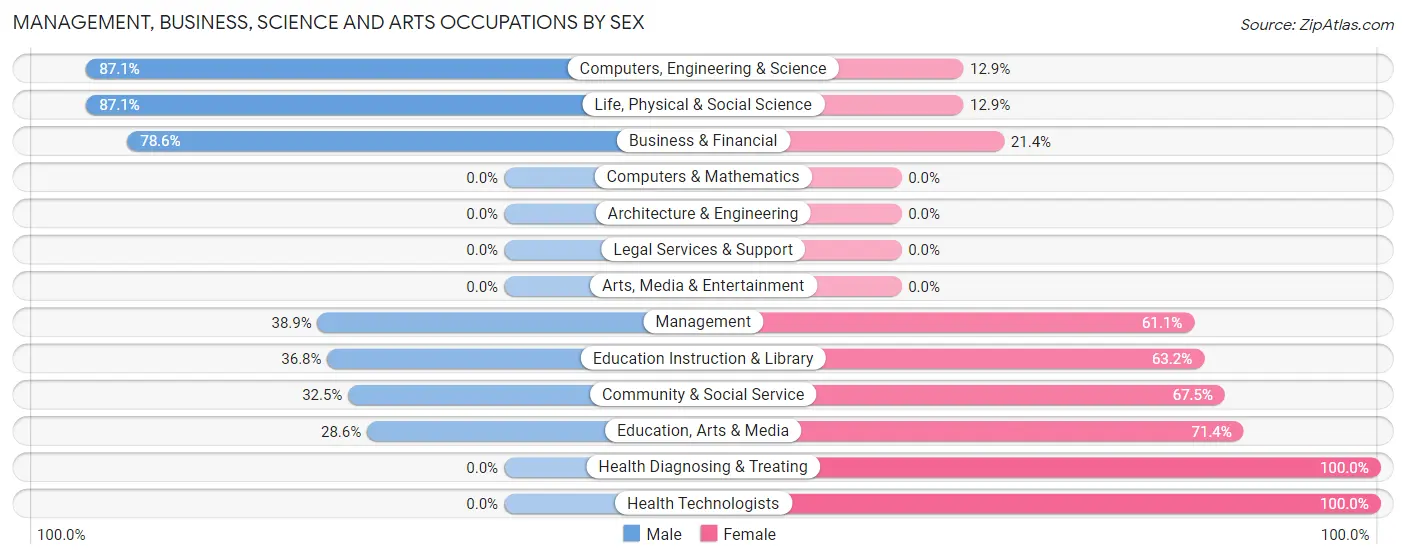 Management, Business, Science and Arts Occupations by Sex in Zip Code 51358