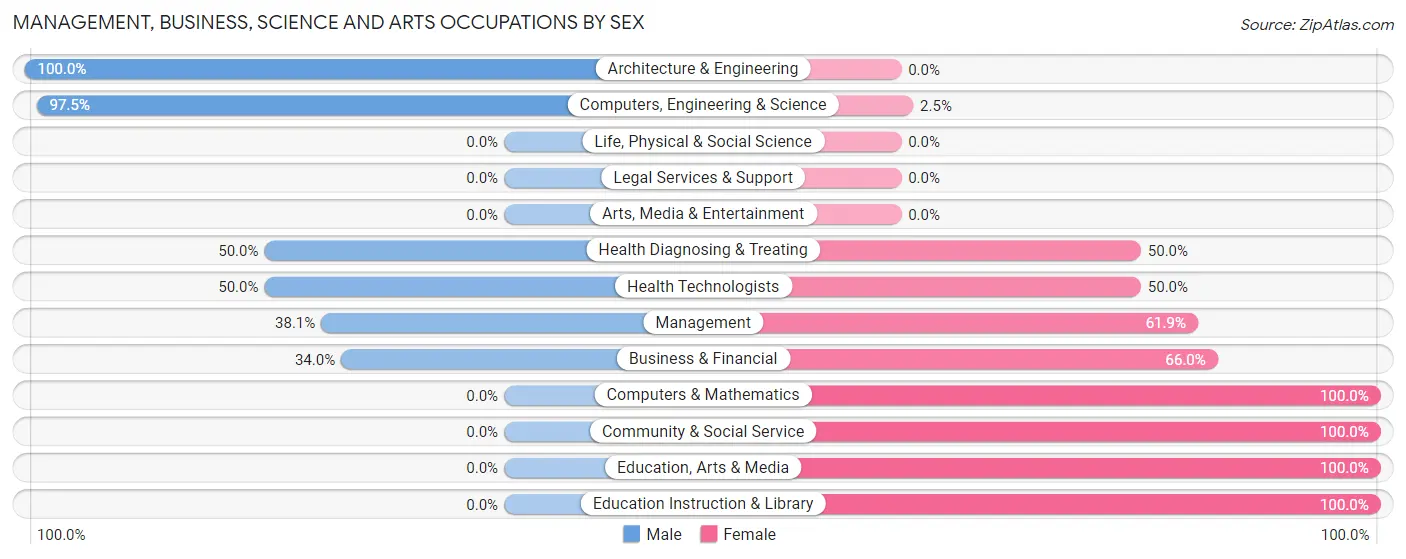 Management, Business, Science and Arts Occupations by Sex in Zip Code 51364
