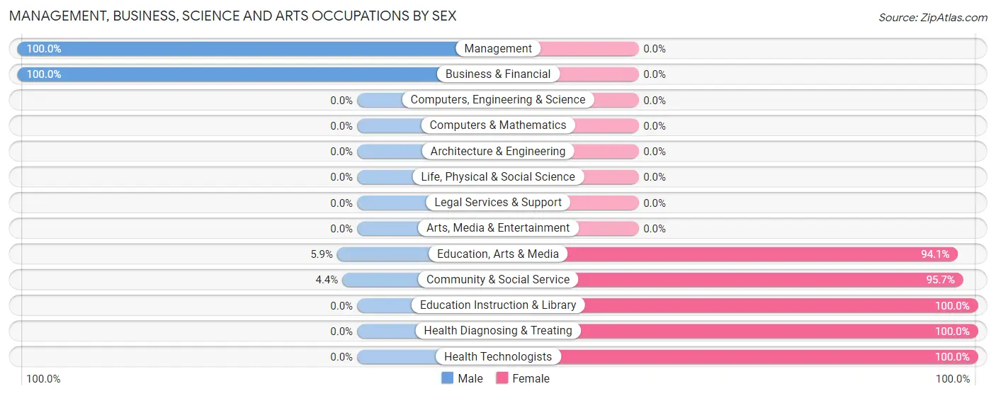 Management, Business, Science and Arts Occupations by Sex in Zip Code 51365