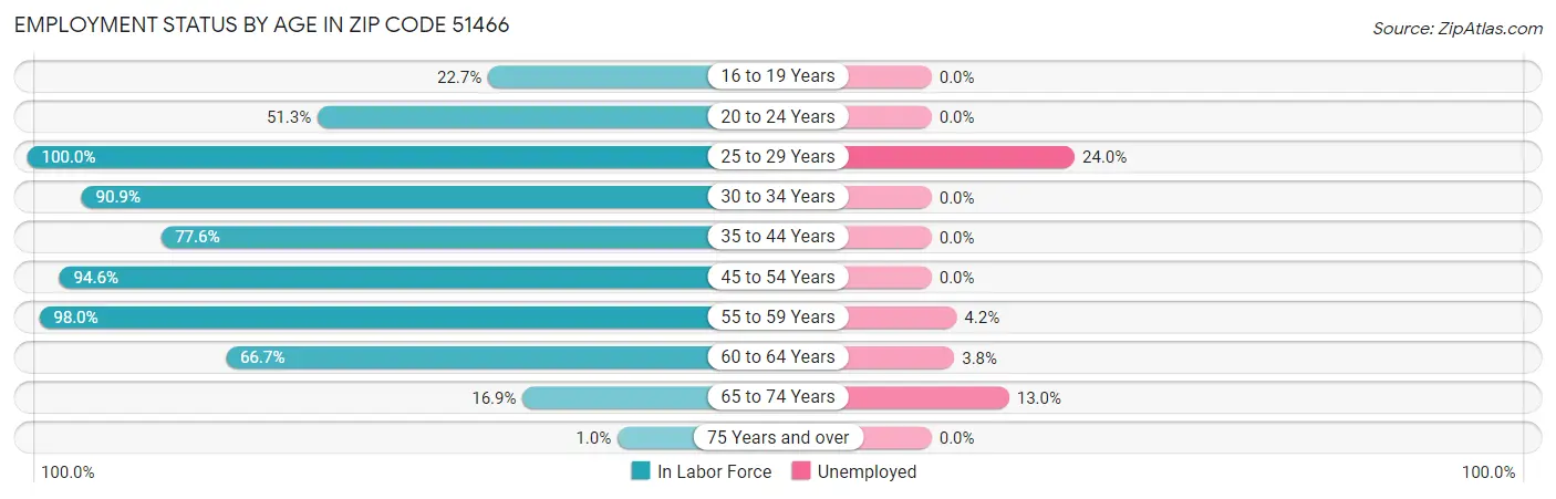 Employment Status by Age in Zip Code 51466