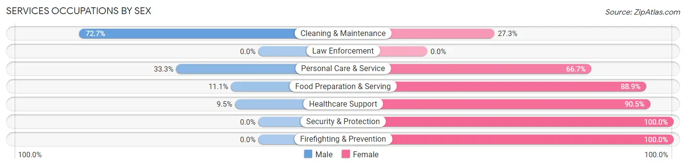 Services Occupations by Sex in Zip Code 51525