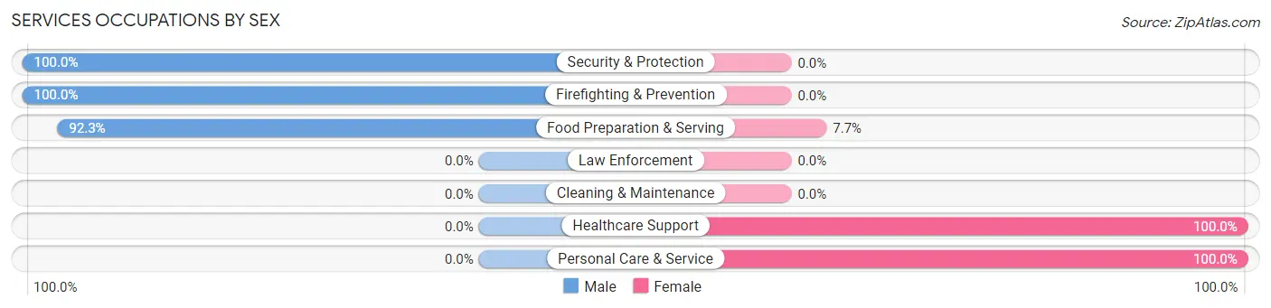 Services Occupations by Sex in Zip Code 51536
