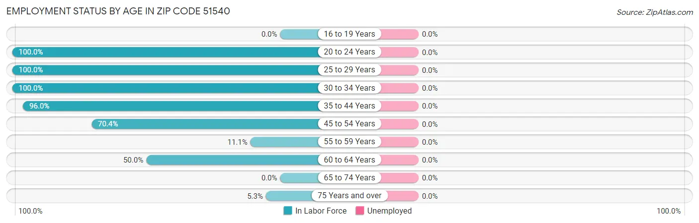 Employment Status by Age in Zip Code 51540