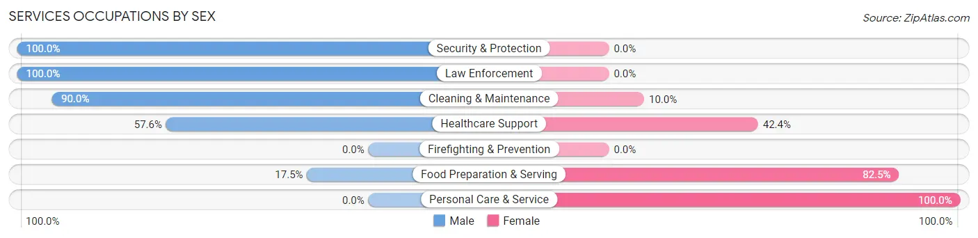 Services Occupations by Sex in Zip Code 51551