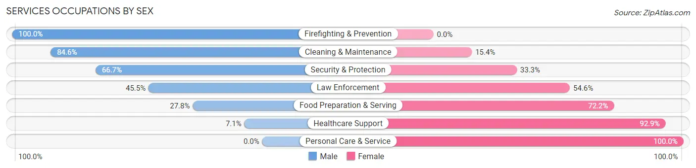 Services Occupations by Sex in Zip Code 51553