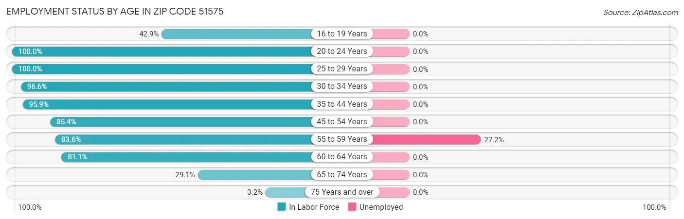 Employment Status by Age in Zip Code 51575