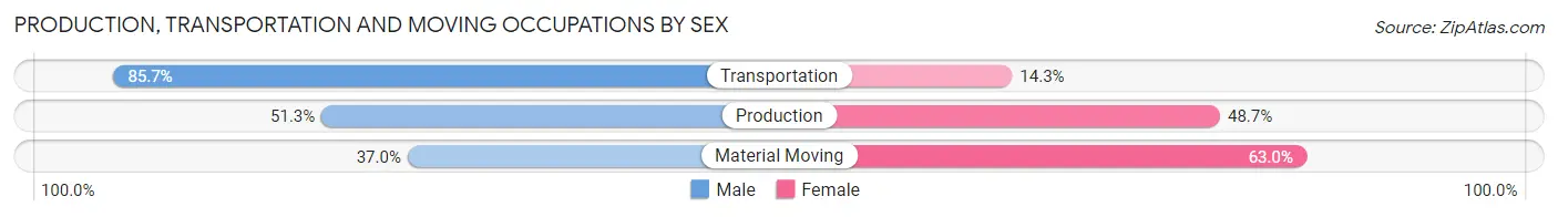 Production, Transportation and Moving Occupations by Sex in Zip Code 51646