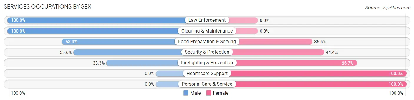 Services Occupations by Sex in Zip Code 51652
