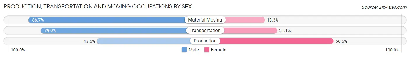 Production, Transportation and Moving Occupations by Sex in Zip Code 52030