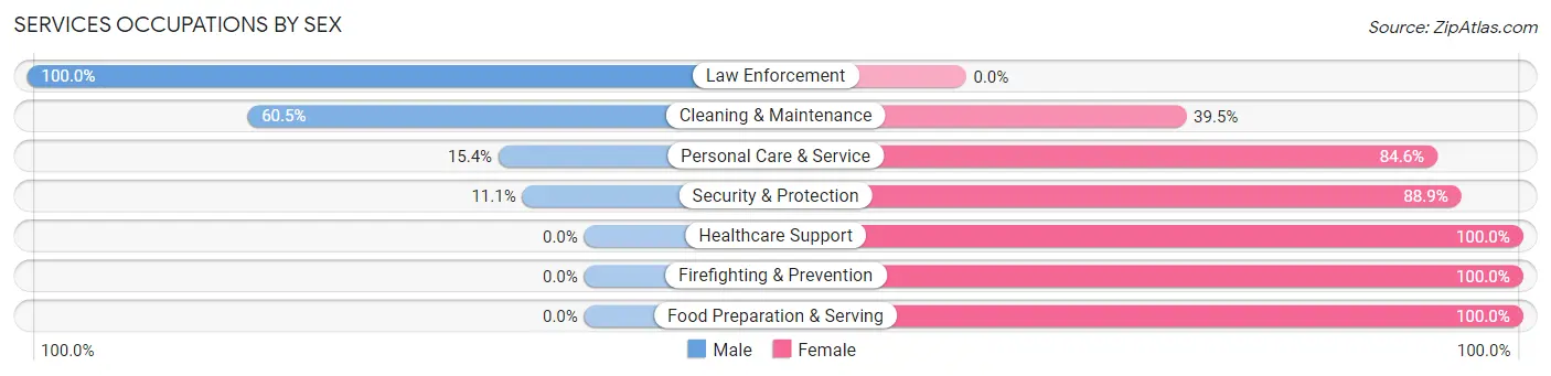 Services Occupations by Sex in Zip Code 52033