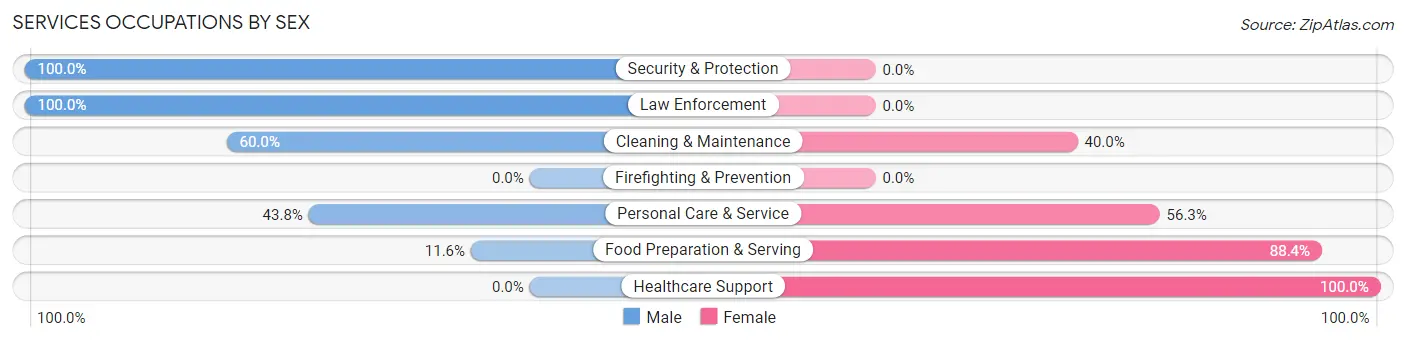 Services Occupations by Sex in Zip Code 52035