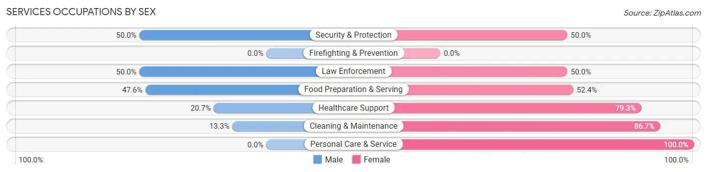 Services Occupations by Sex in Zip Code 52037