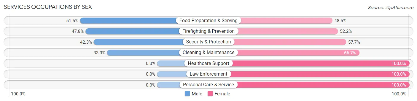 Services Occupations by Sex in Zip Code 52045