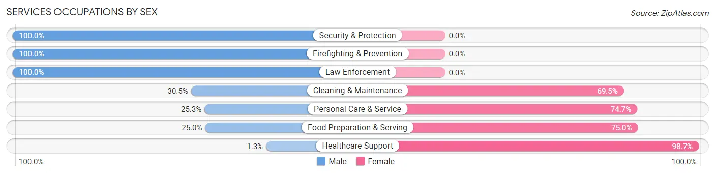 Services Occupations by Sex in Zip Code 52046