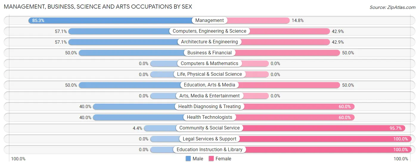 Management, Business, Science and Arts Occupations by Sex in Zip Code 52054