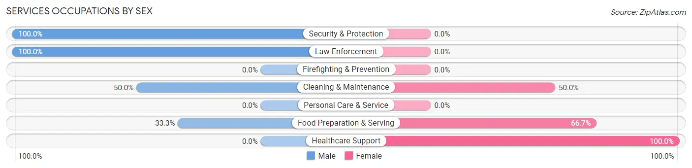 Services Occupations by Sex in Zip Code 52056