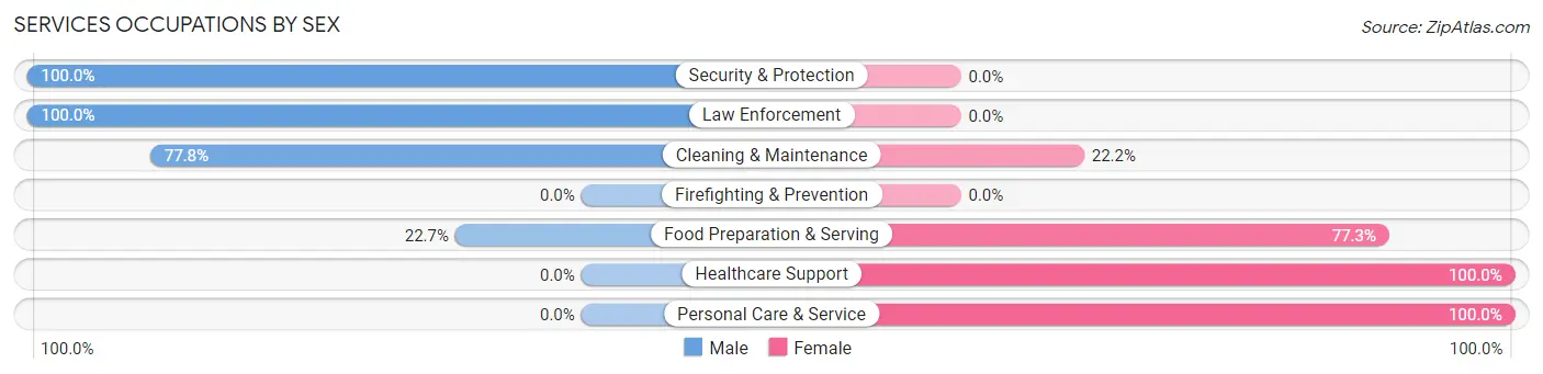 Services Occupations by Sex in Zip Code 52065