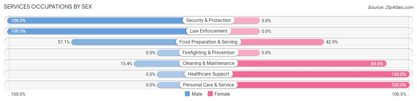 Services Occupations by Sex in Zip Code 52069