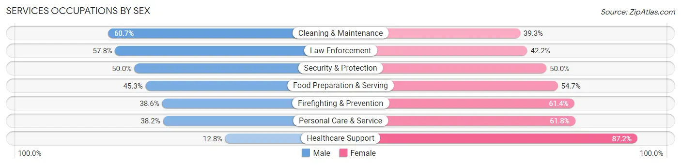 Services Occupations by Sex in Zip Code 52101
