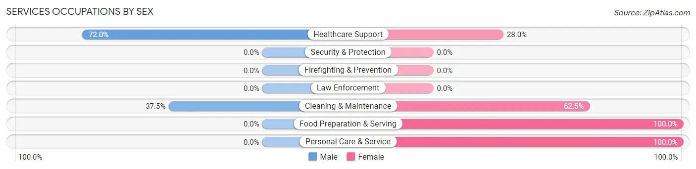 Services Occupations by Sex in Zip Code 52135