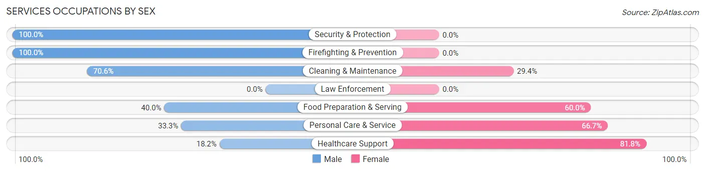 Services Occupations by Sex in Zip Code 52141