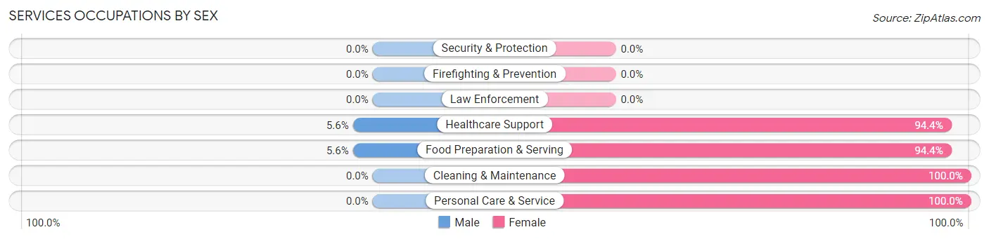 Services Occupations by Sex in Zip Code 52155