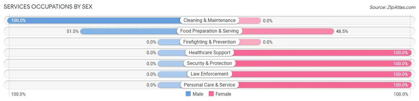 Services Occupations by Sex in Zip Code 52156