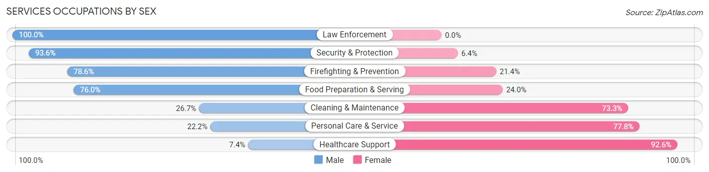 Services Occupations by Sex in Zip Code 52157