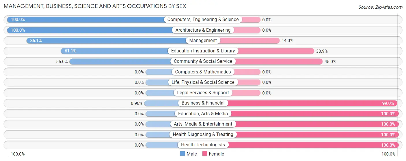 Management, Business, Science and Arts Occupations by Sex in Zip Code 52165