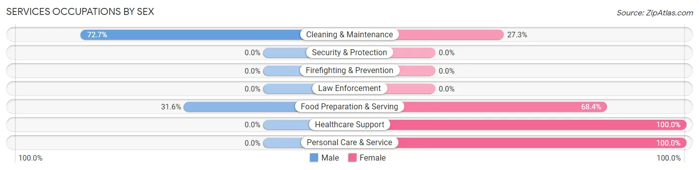 Services Occupations by Sex in Zip Code 52168
