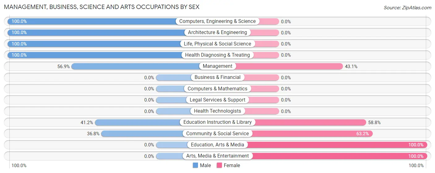 Management, Business, Science and Arts Occupations by Sex in Zip Code 52170