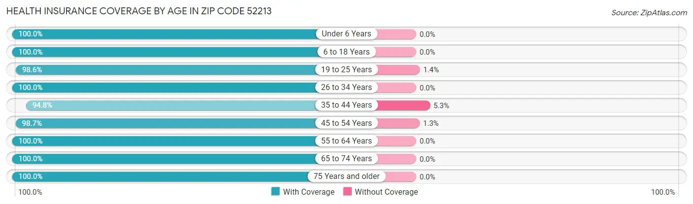 Health Insurance Coverage by Age in Zip Code 52213